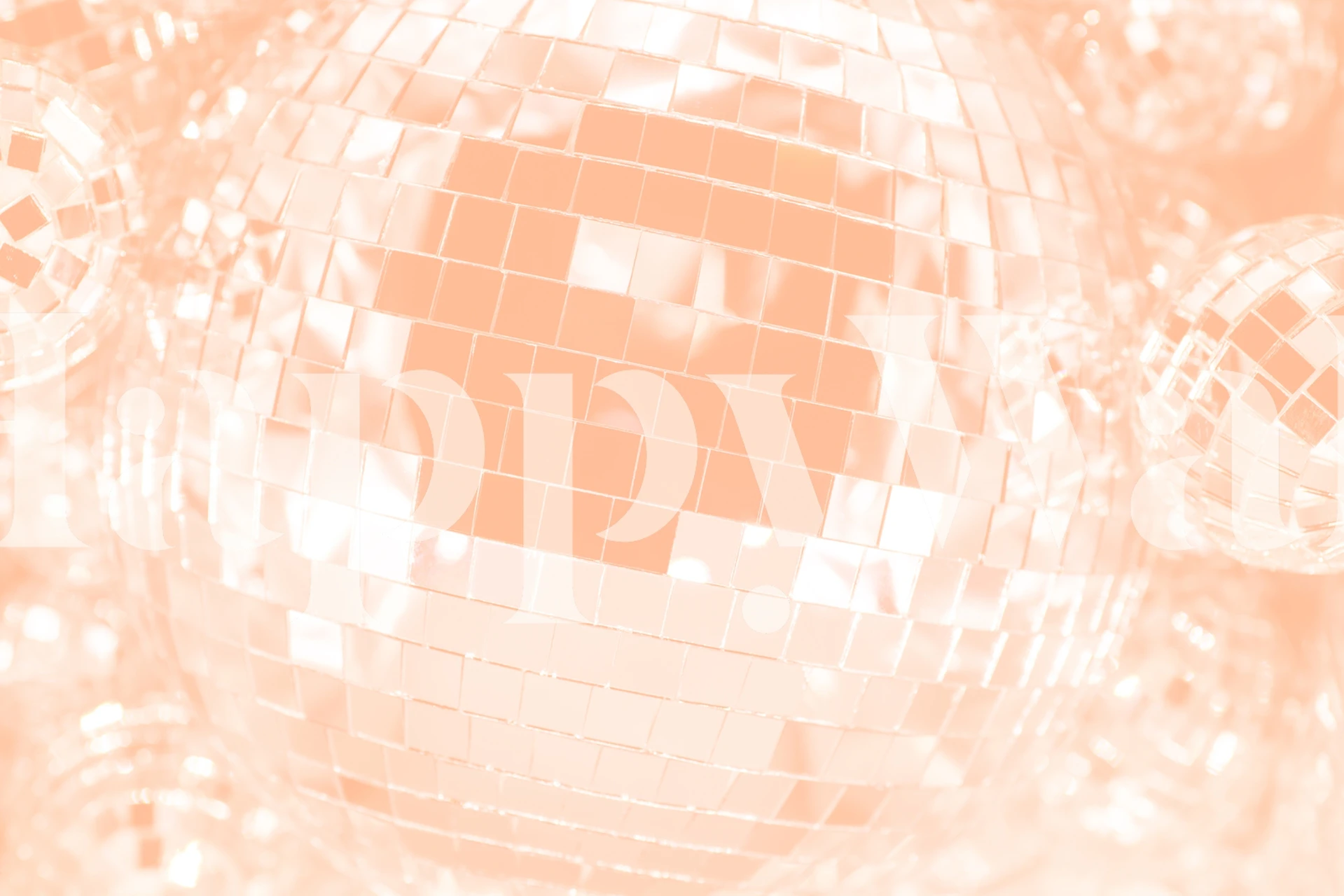 Retro disco ball design in peach color wallpaper