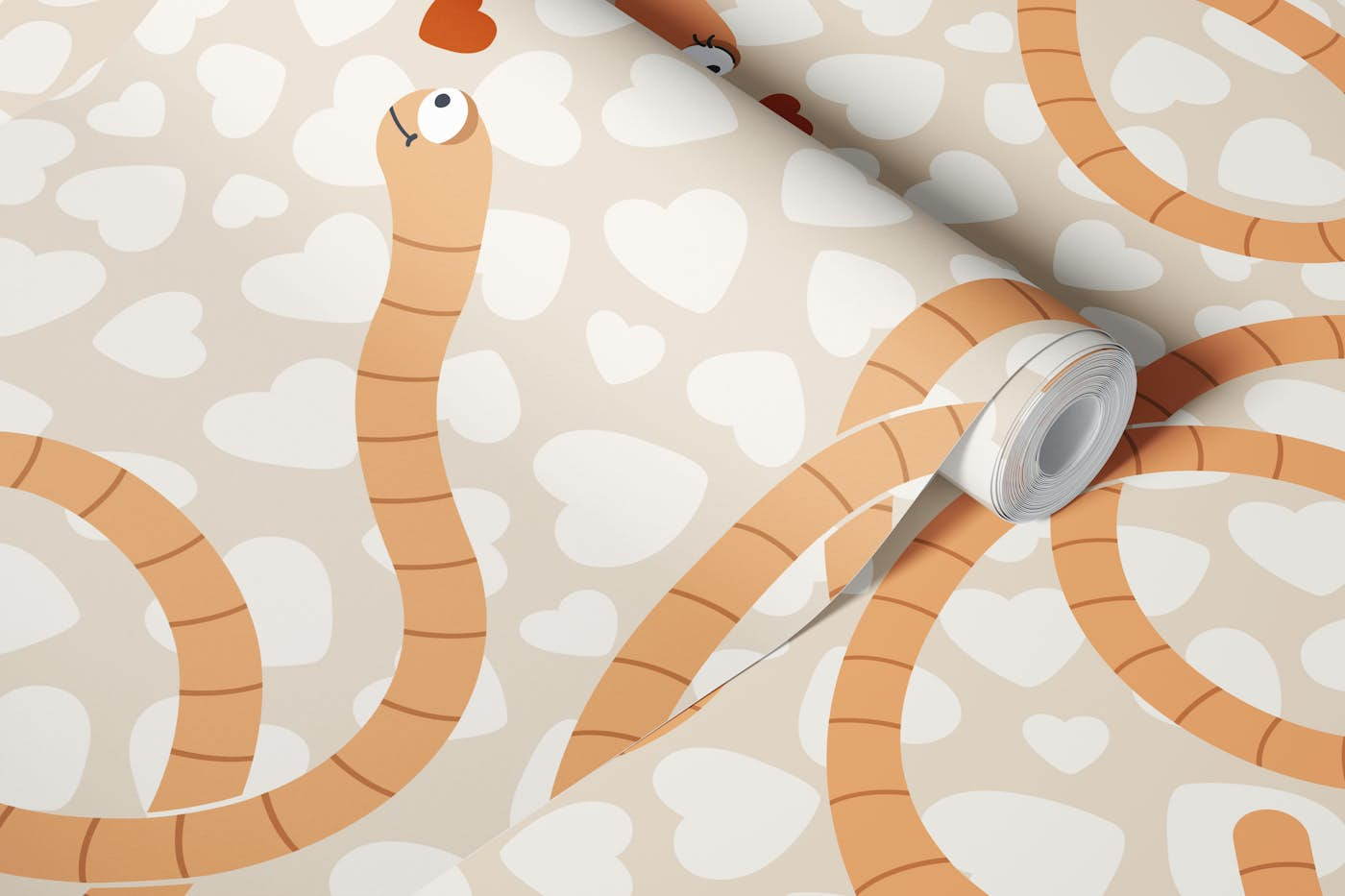 worms in love earthtones wallpaper roll