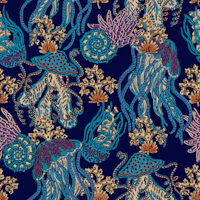 Jellyfish modern indigo tapet