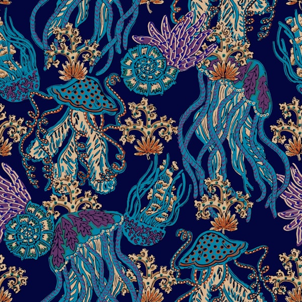 Jellyfish modern indigo