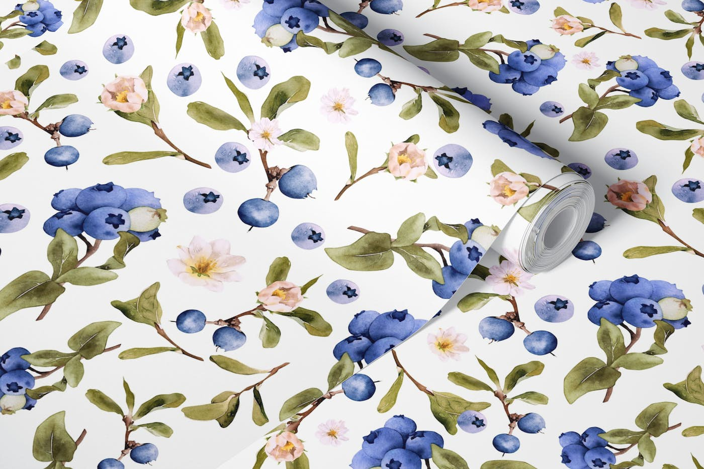 Midsummer Blueberries Pattern 2 wallpaper roll