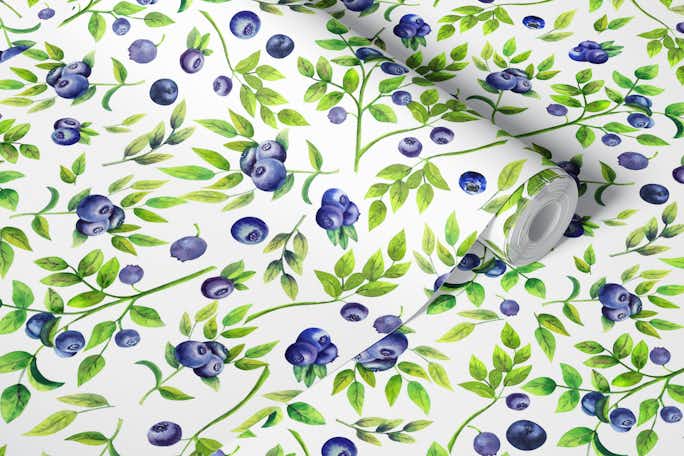Midsummer Blueberries Pattern 3wallpaper roll