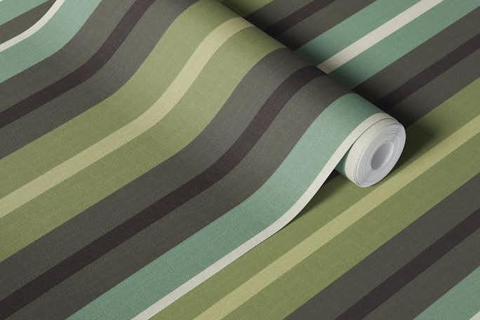 Burlap stripes in shades of greenwallpaper roll