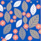 Navy blue flower leaves pattern