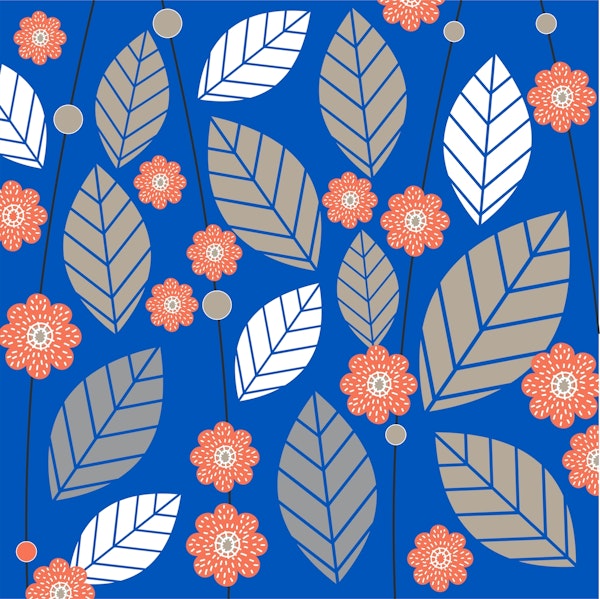 Navy blue flower leaves pattern