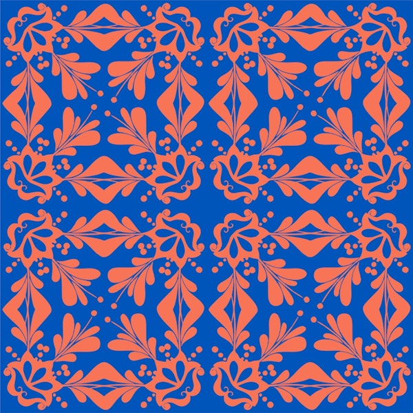 Moroccan cobalt blue orange ornament
