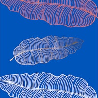 Azure Blue Banana Leaves Pattern wallpaper