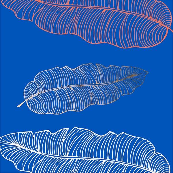 Azure Blue Banana Leaves Pattern