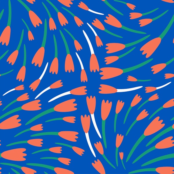 Rusty orange tulips floral pattern