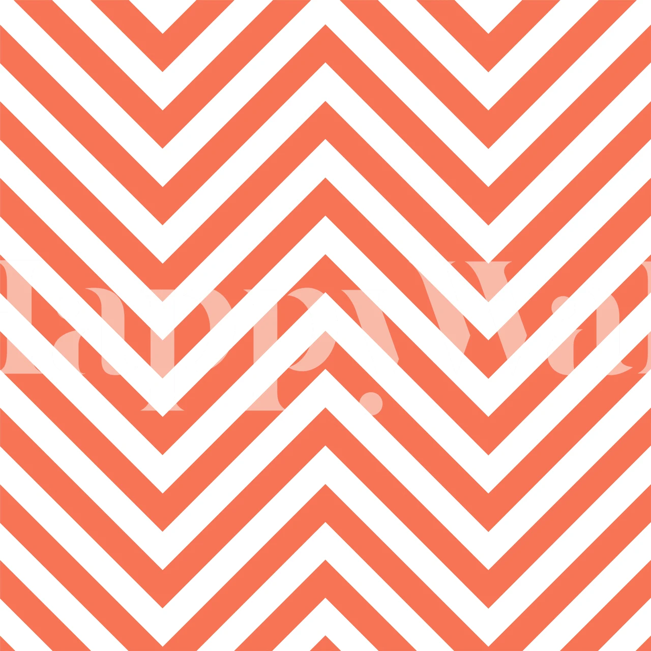 Orange and white chevron pattern wall mural