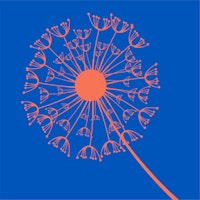 Azure blue orange dandelion tapete