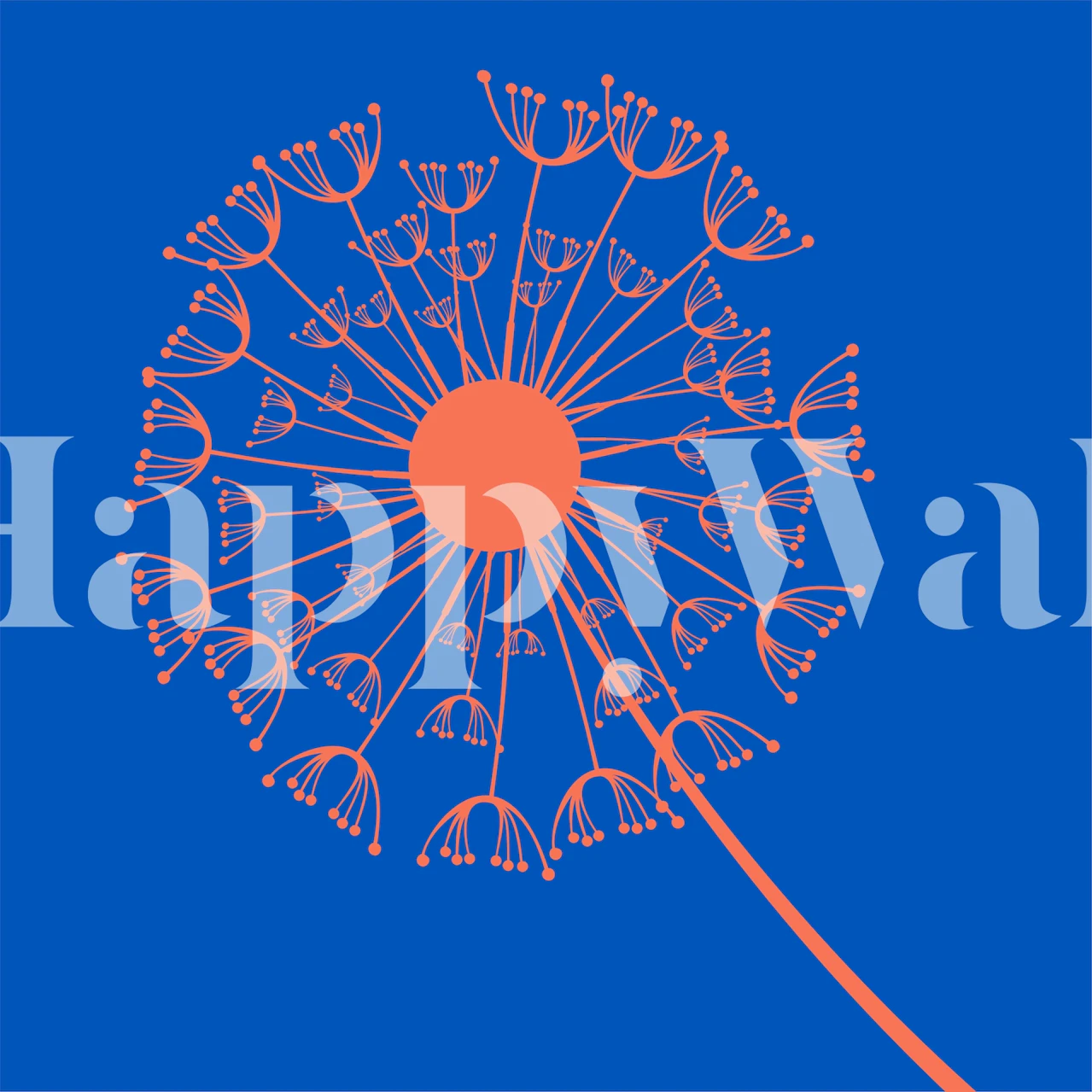 Zidna obloga Azure blue orange dandelion u sobi