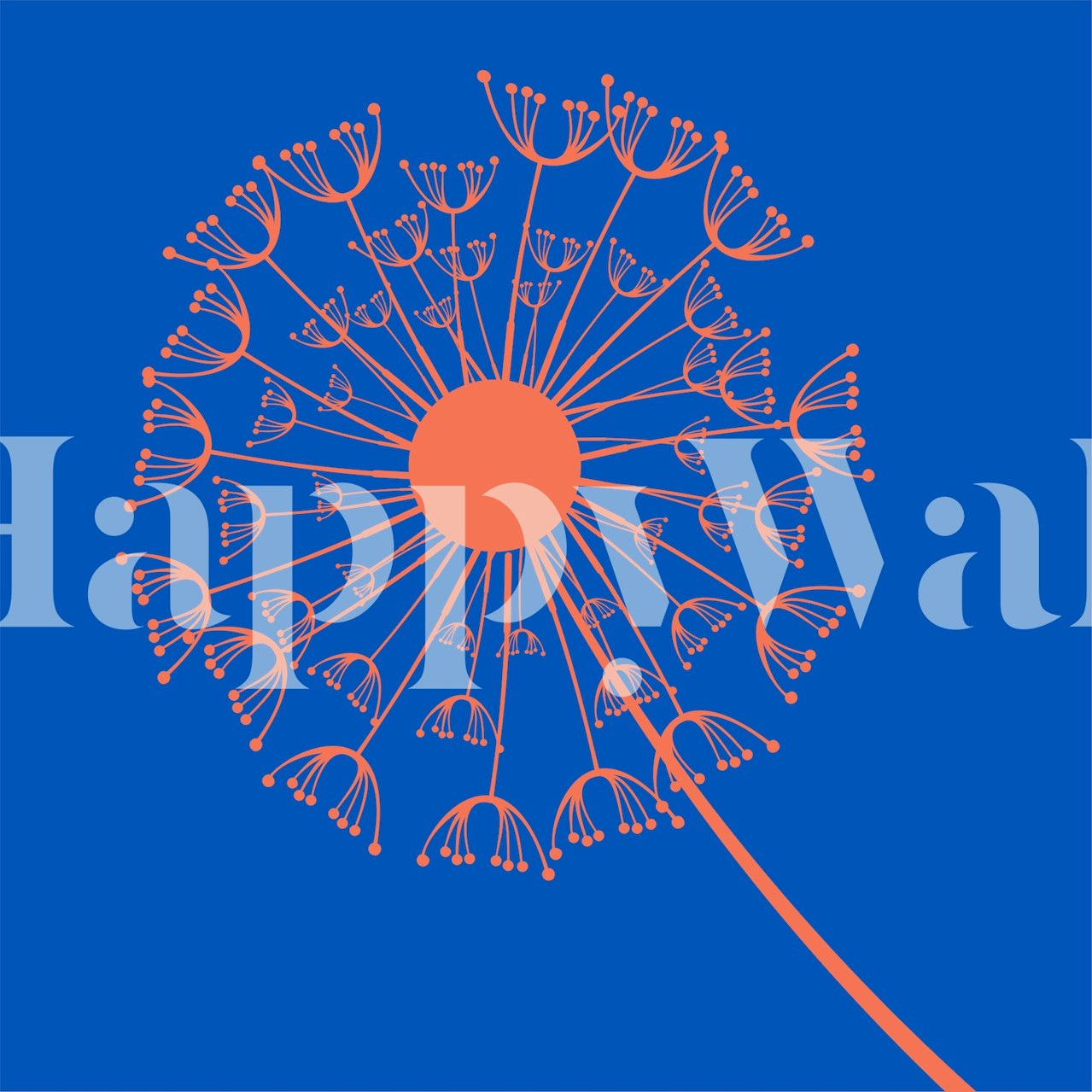 Azure blue orange dandelion wallpaper in a room