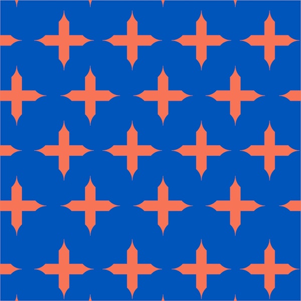 Azure blue orange cross pattern