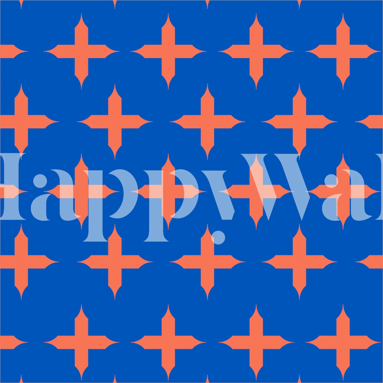 Fotomural vinílico de parede com padrão cruzado azul e laranja