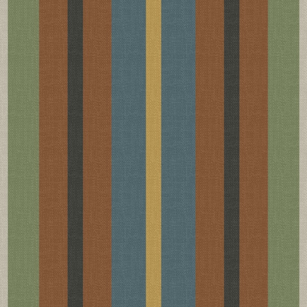 Burlap stripes in green gray rust teal