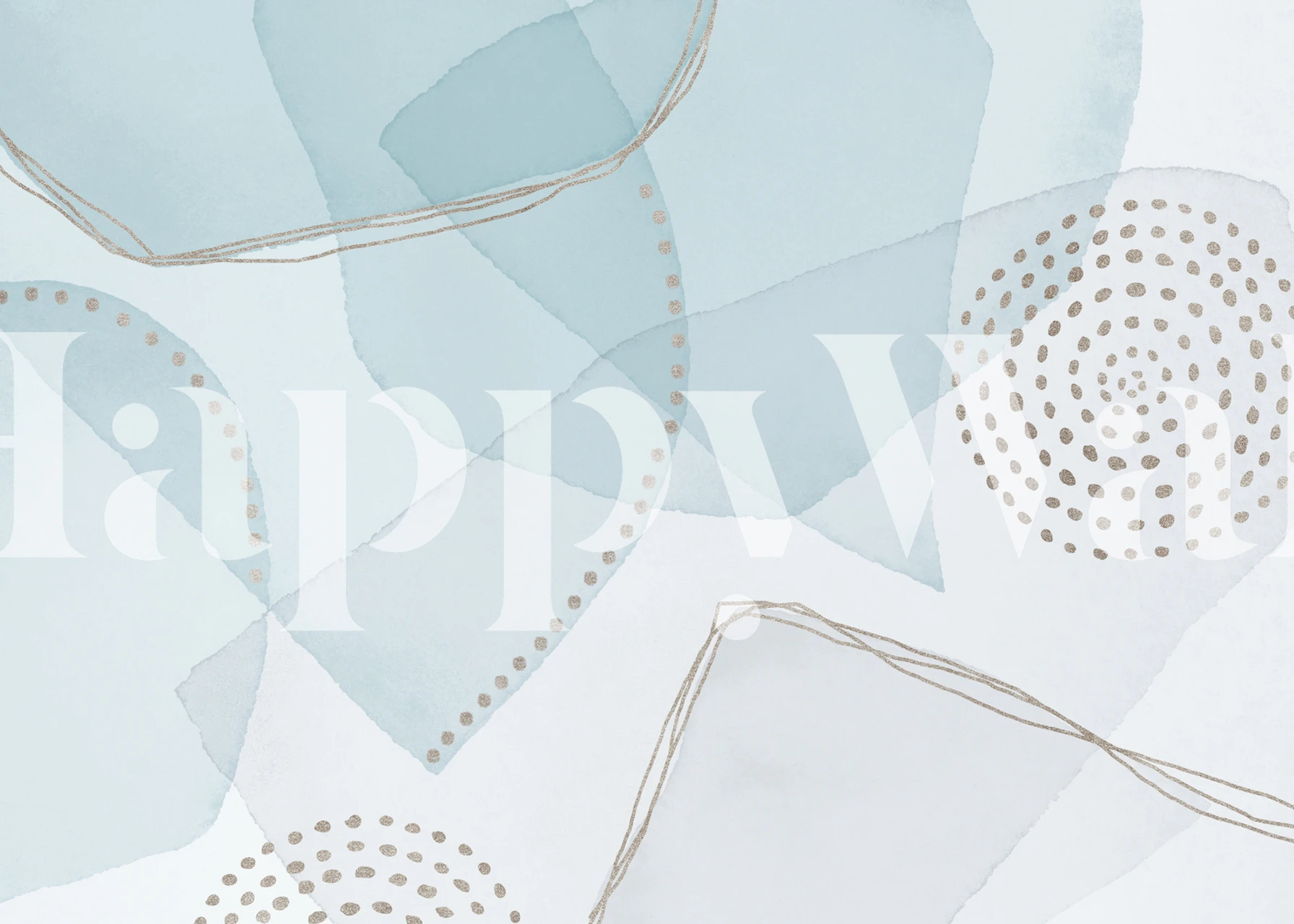 Abstract Glamour Gold Blue wallpaper in a room