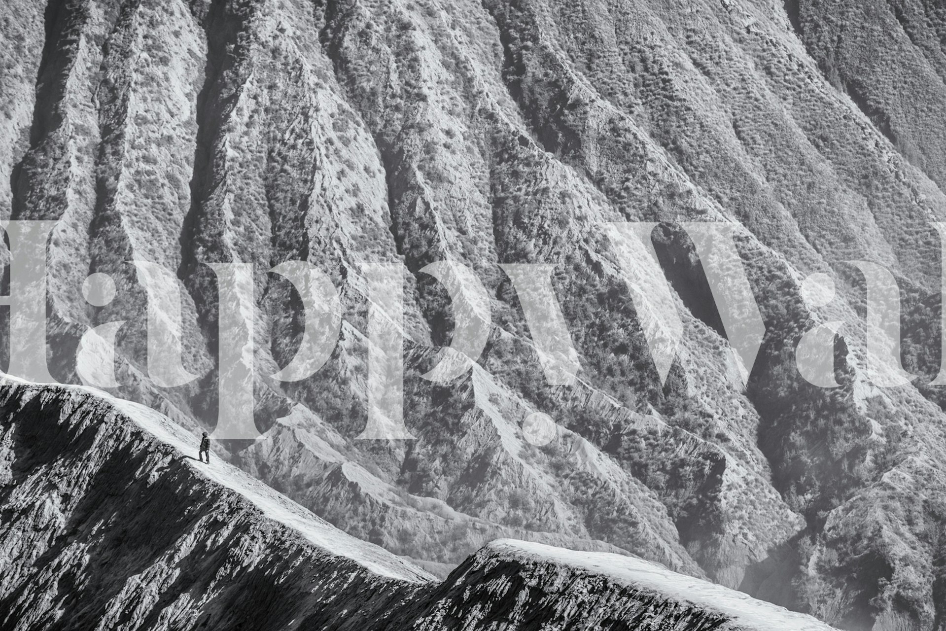 Black and white mountain landscape wallpaper