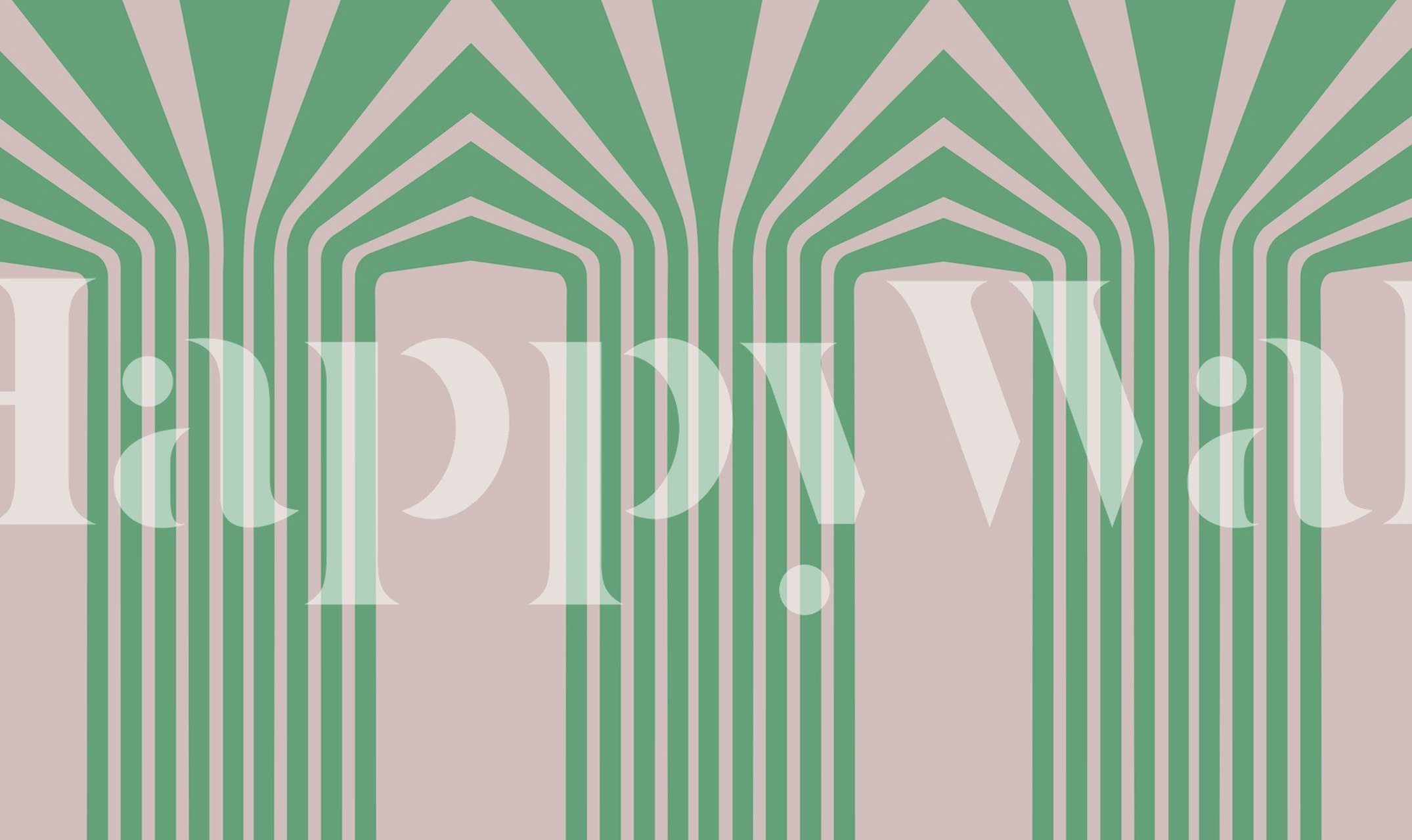 Green and pink striped wallpaper with retro design