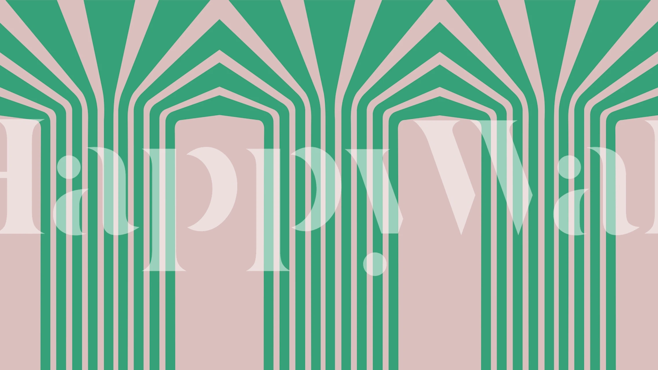 Green and pink striped wallpaper with retro design