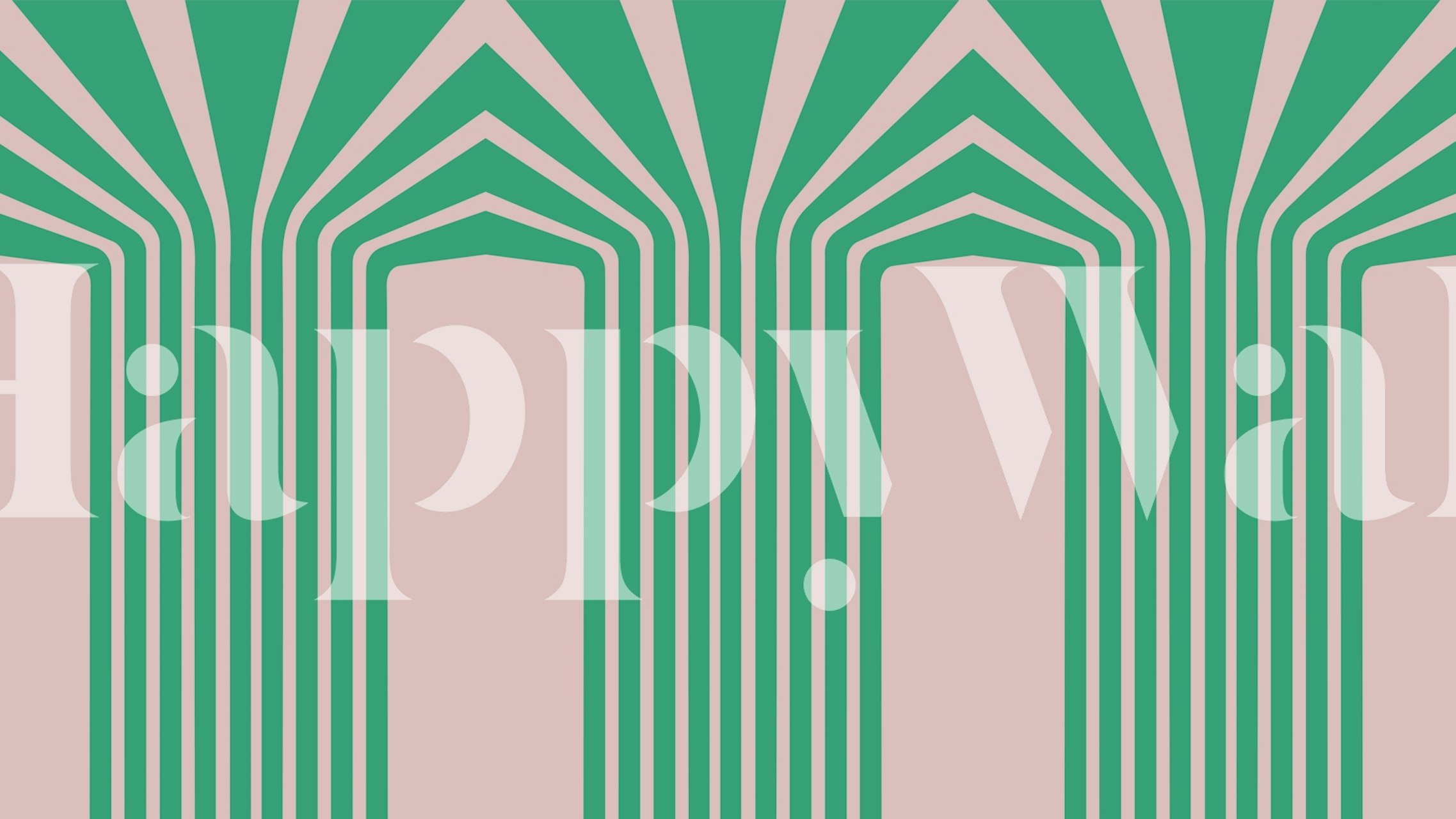 Green and pink striped wallpaper with retro design