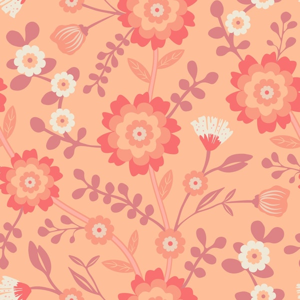 Climbing Flowers - Peach Fuzz