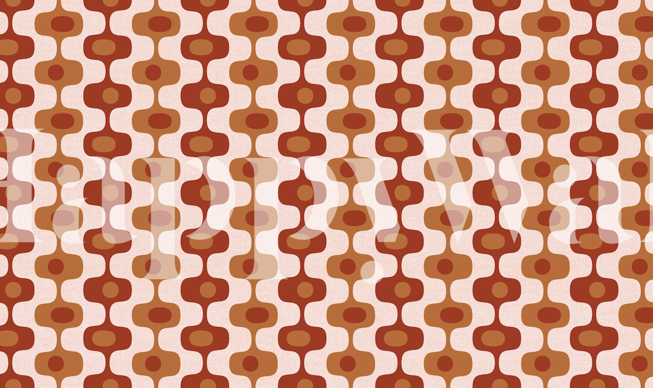 Retro geometric pattern in warm orange and brown tones wallpaper