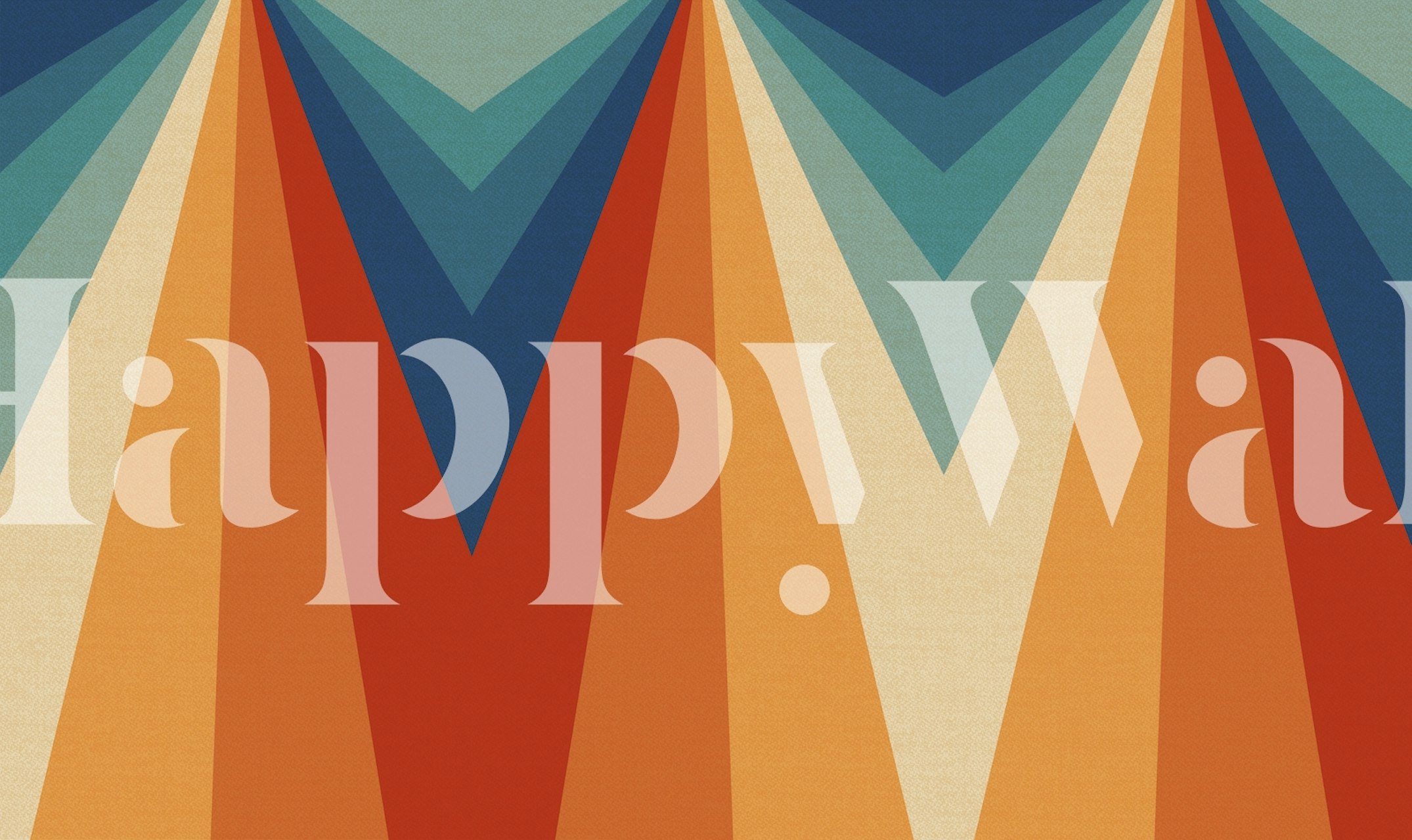 Ριγέ τοιχογραφία σε στυλ μεσαίου αιώνα σε πορτοκαλί, μπλε και κρεμ