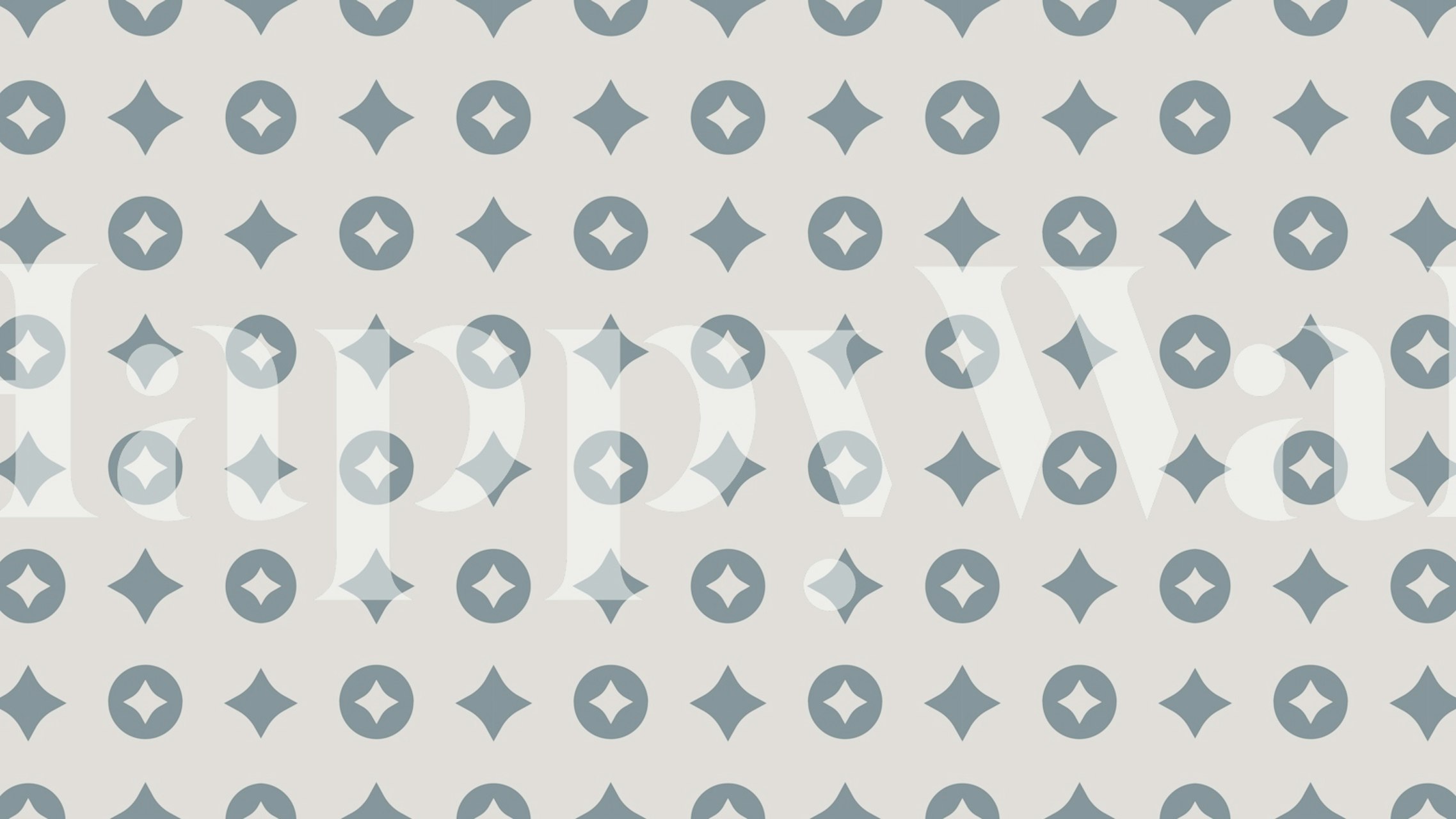 Geometric blue and gray shapes on neutral wallpaper