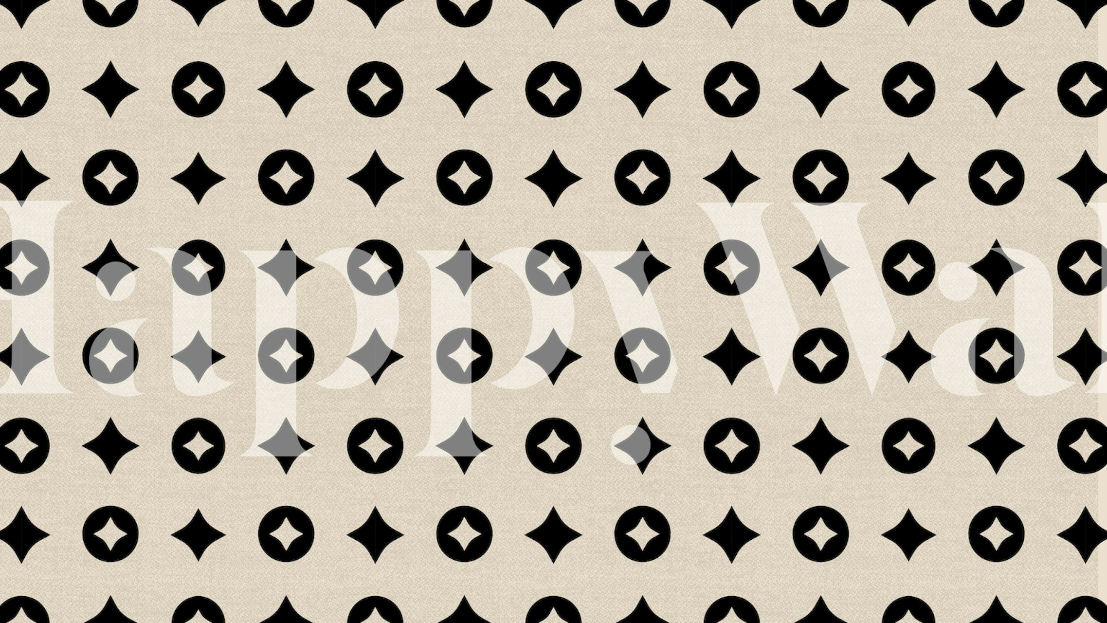 Tan black geometric starburst pattern wallpaper