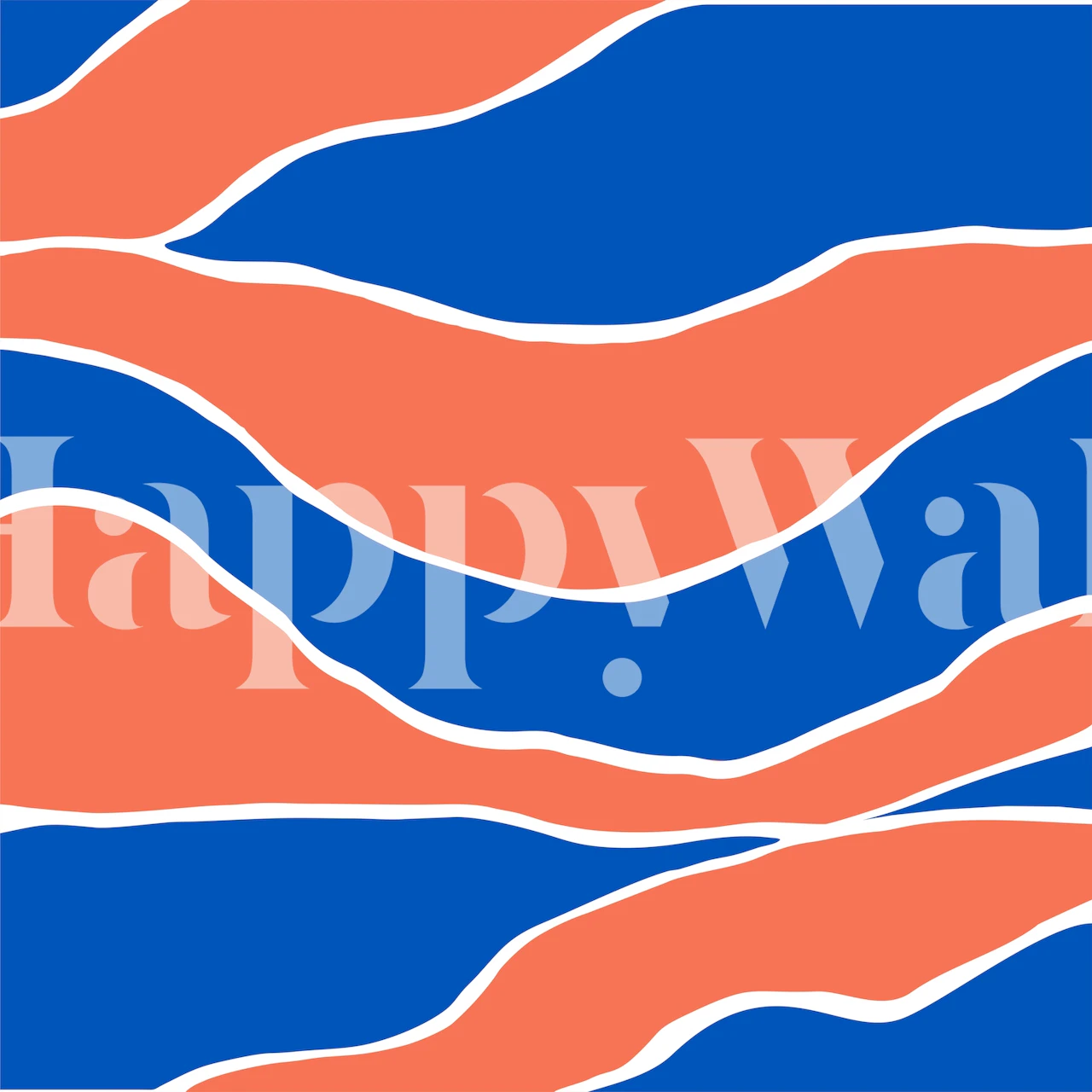 Abstract wallpaper featuring navy blue and coral wavy lines