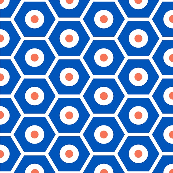 Cobalt blue hexagon pattern dotted design