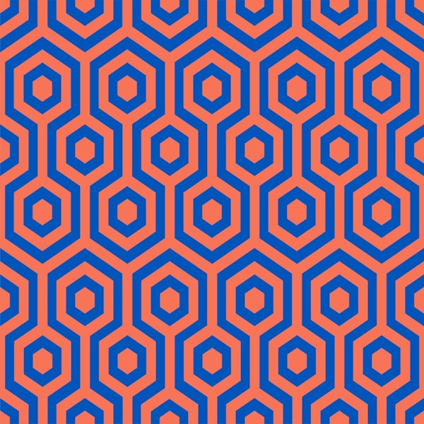 Rust Orange Azure Blue Geometric Pattern