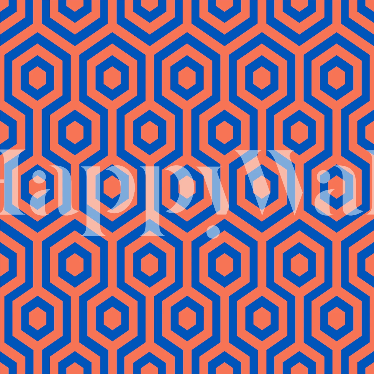 Rust Orange Azure Blue Geometric Pattern tapet