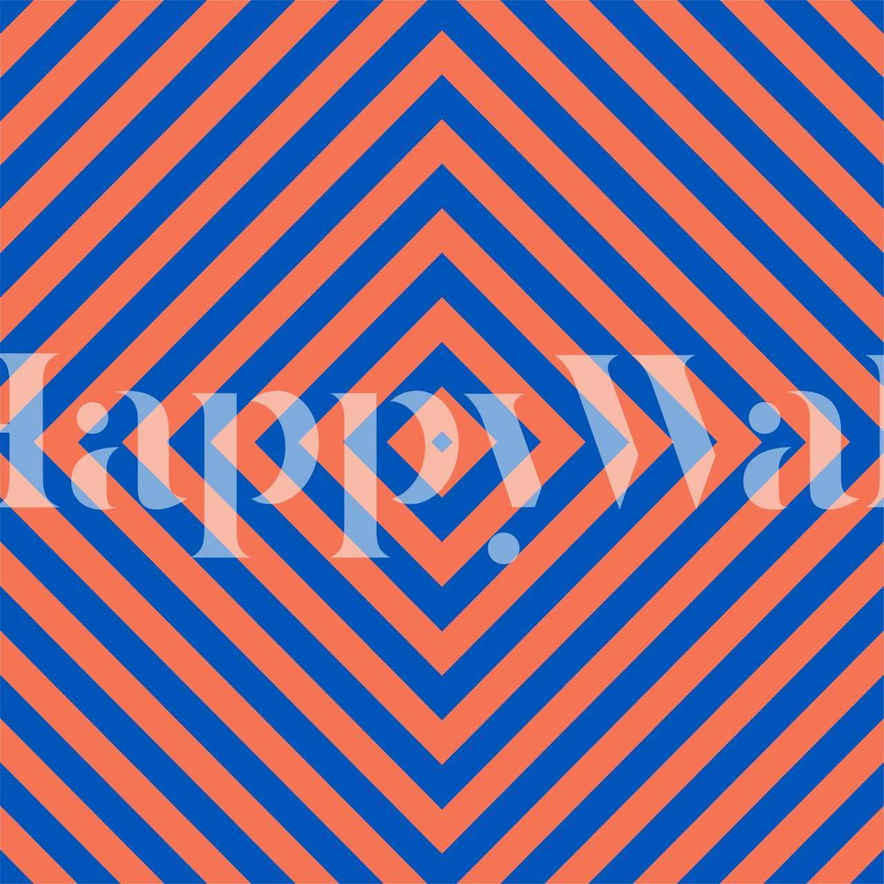 Geometric pattern with rust orange and blue diagonal stripes wallpaper