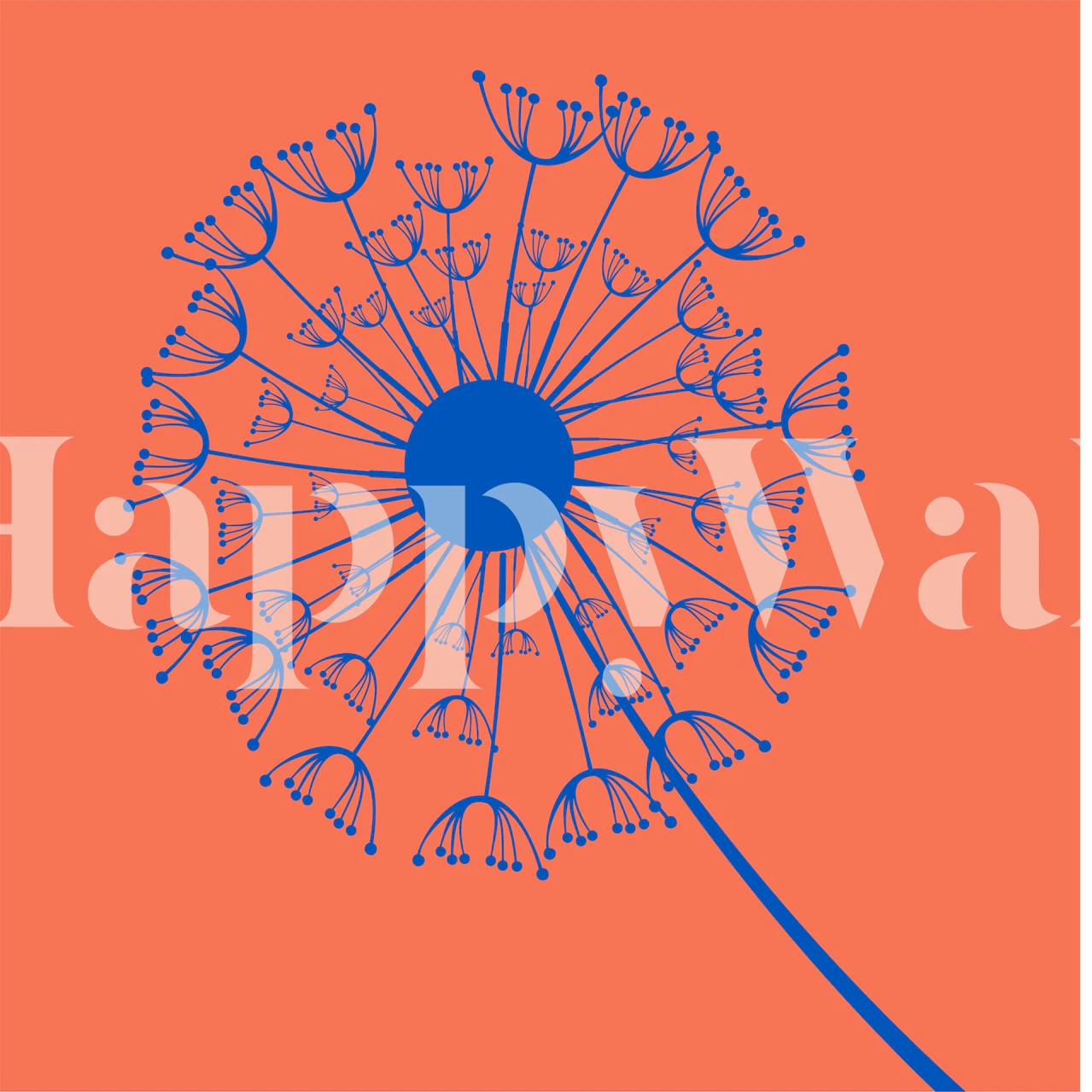 Rust Orange en navy blue dandelion behang