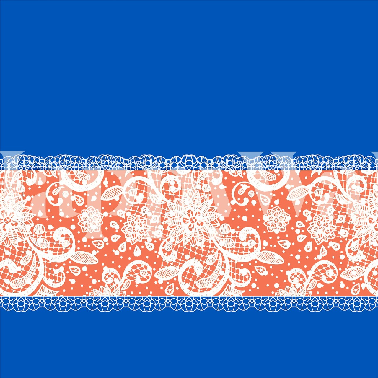 Blue white orange lace tapetti huoneessa