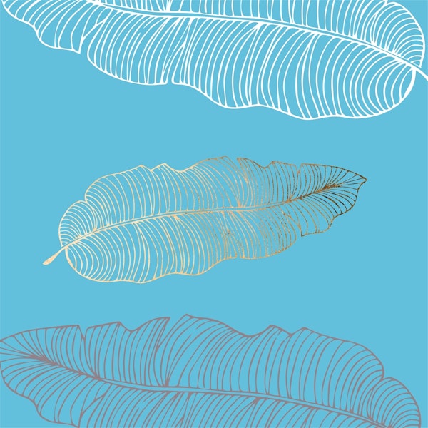 Sky Blue Palm Leaves Pattern