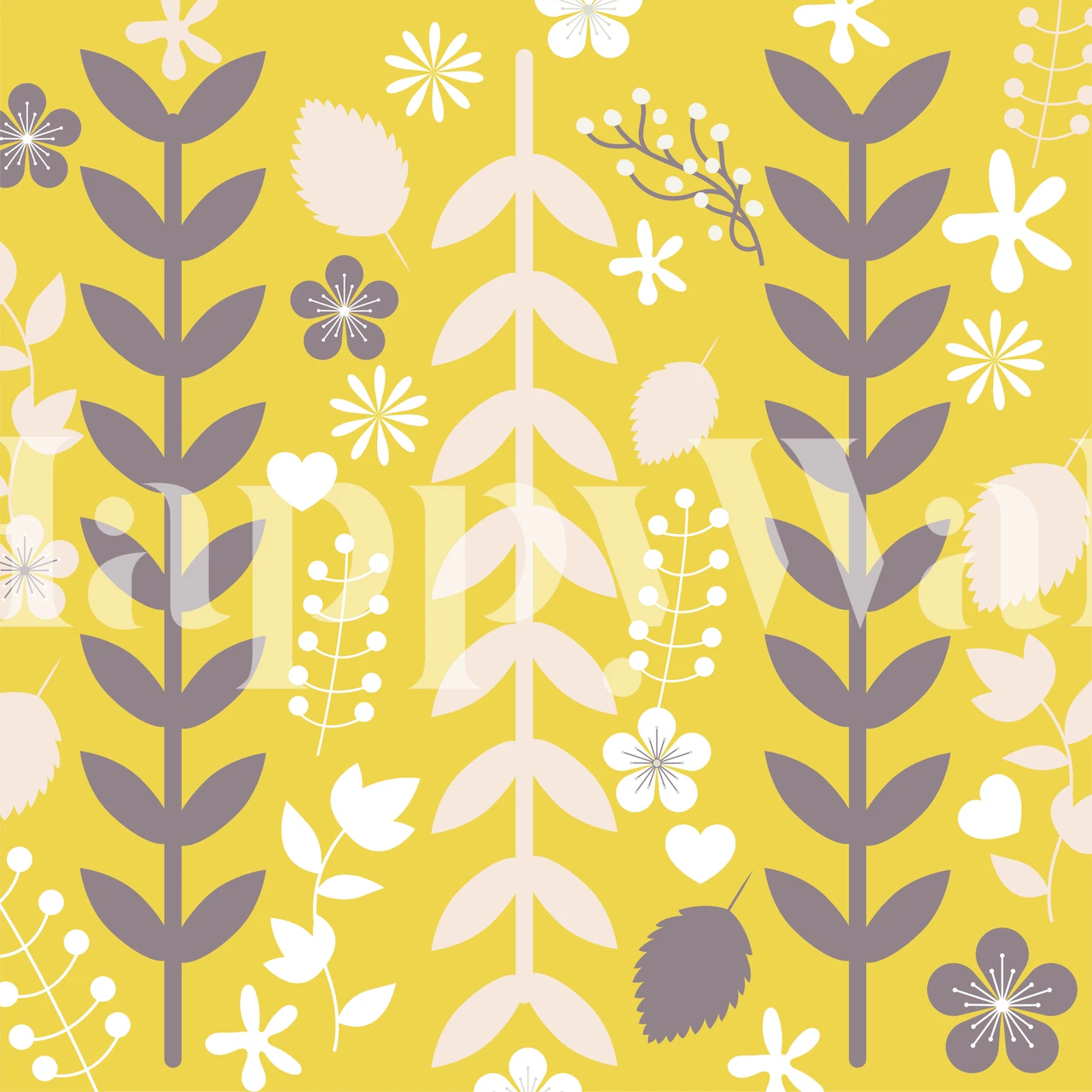Papier peint Yellow floral pattern dans une pièce