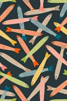 ANCHOVIES Retro Fish Tossed on Charcoal wallpaper