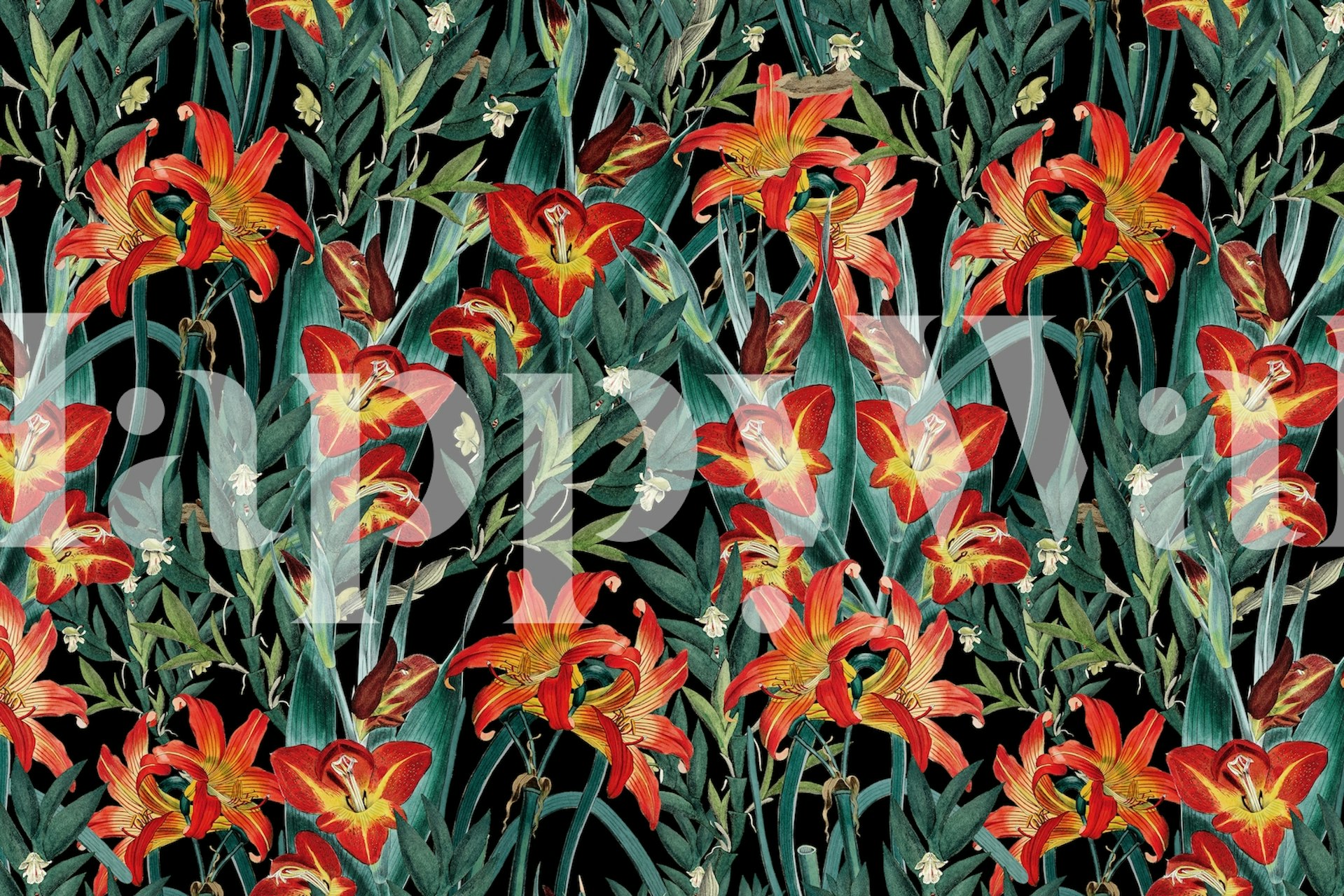 Botanical Night Garden wallpaper in a room