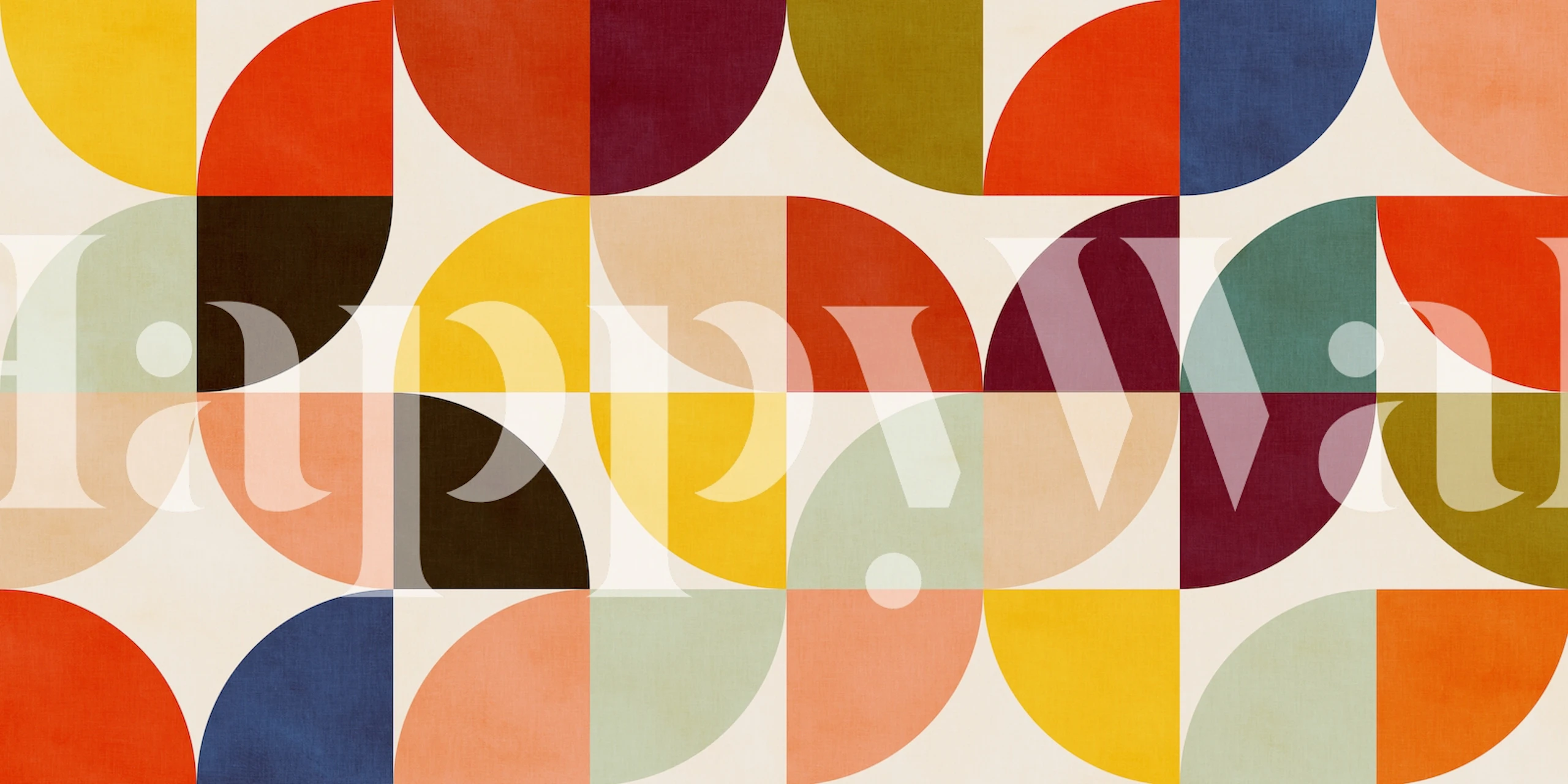 Geometric shapes in vibrant colors like red, yellow, and blue wallpaper