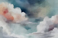 Watercolour Clouds tapet