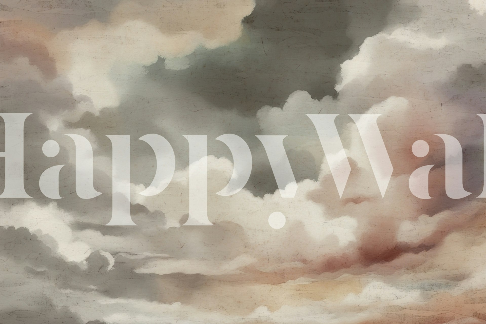 Konstnärlig tapet av fridfulla moln i nyanser av grått och vitt som förmedlar lugn och skönhet.