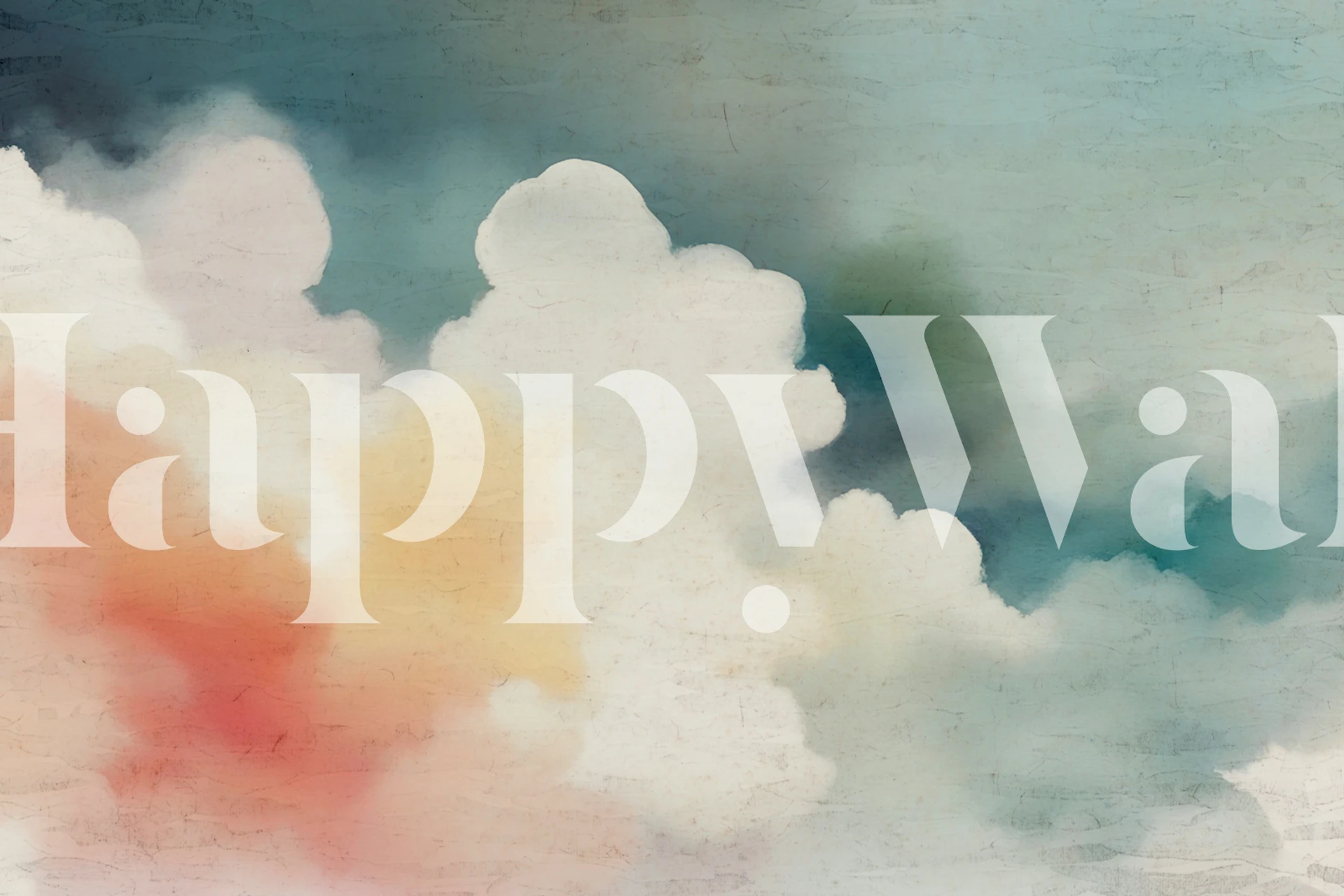 Pastel colored cloud mural evoking tranquility and serenity