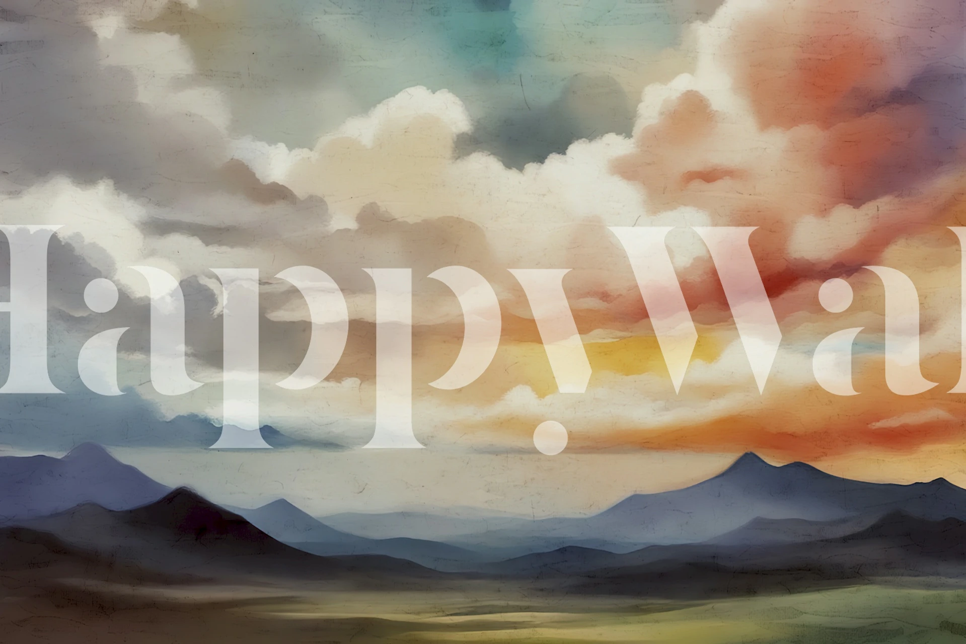 Zidna slika apstraktni jutarnji pejzaž sa šarenim izlaskom sunca iznad planina