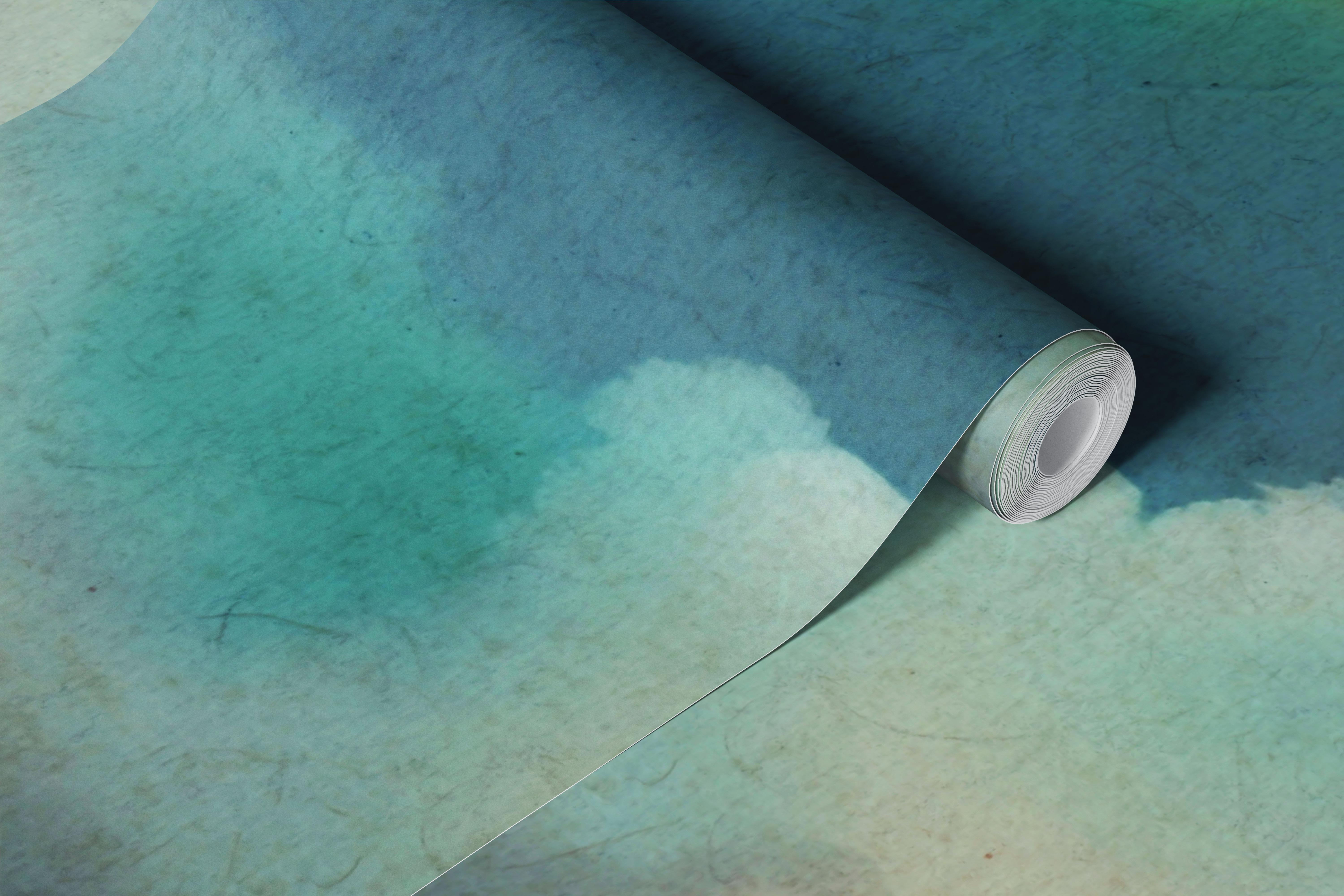 Watercolor cloud wallpaper in a styled room