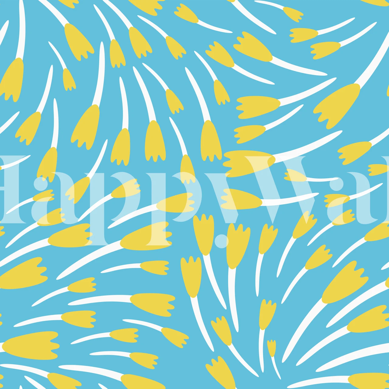 Sky blue tapet med yellow tulips design