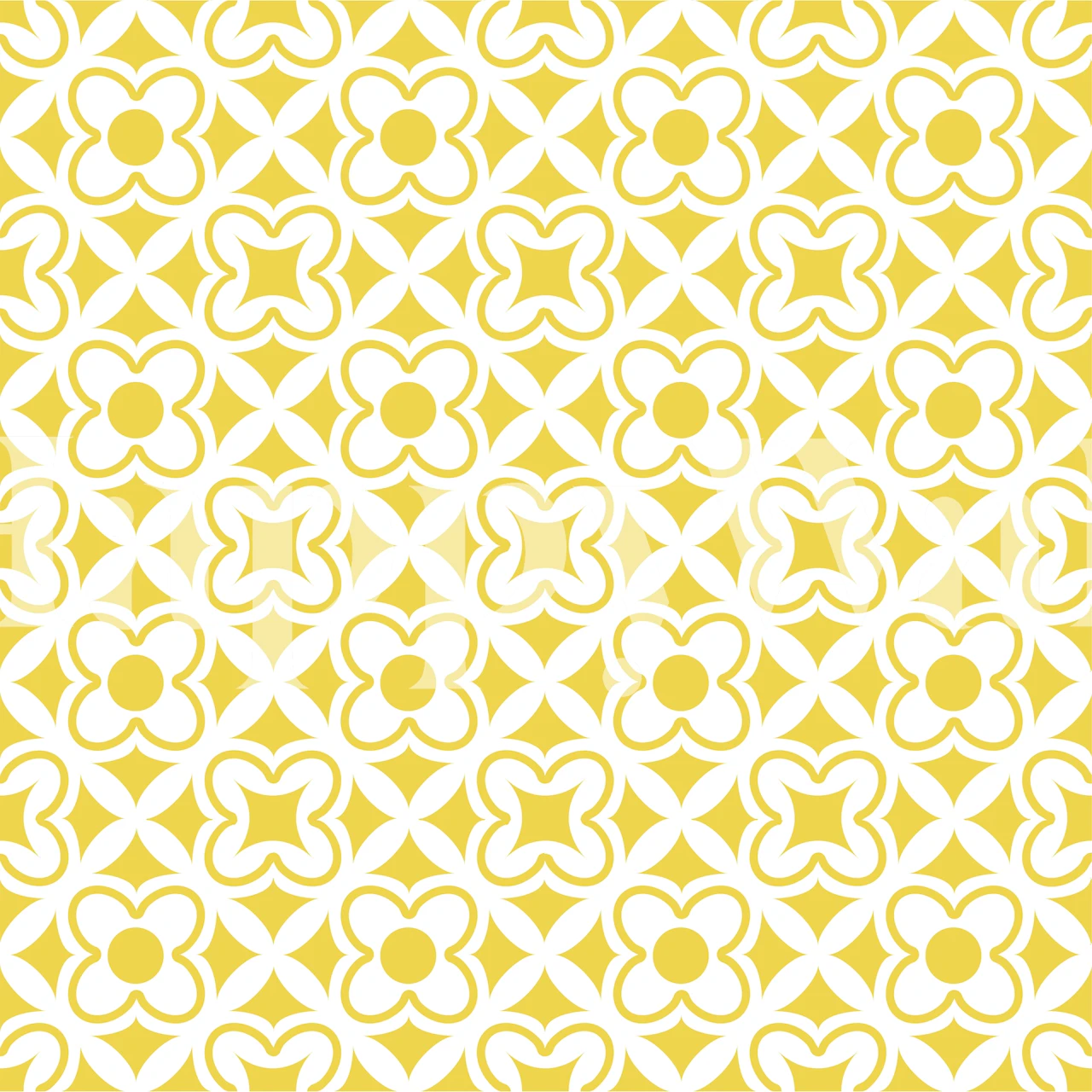Yellow floral pattern design with white outlines wallpaper
