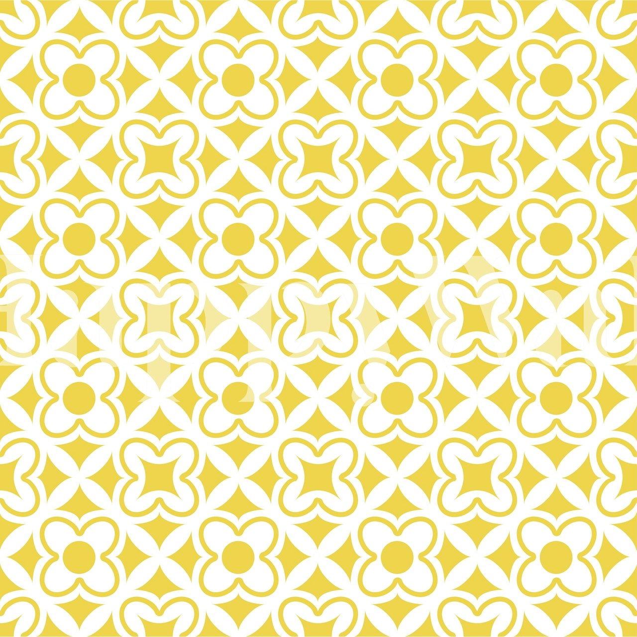 Yellow floral pattern design with white outlines wallpaper